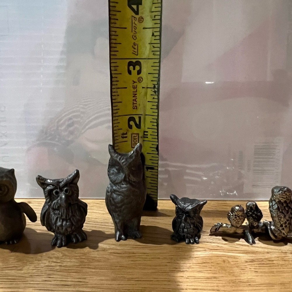 Decorative Owl Figurine Set of 5 Black